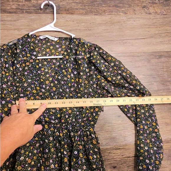 Zara Floral Wrap Blouse - Black and Multicolor - Picture 3 of 8